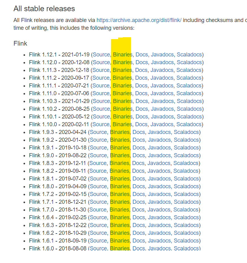 Install Flink windows select binary