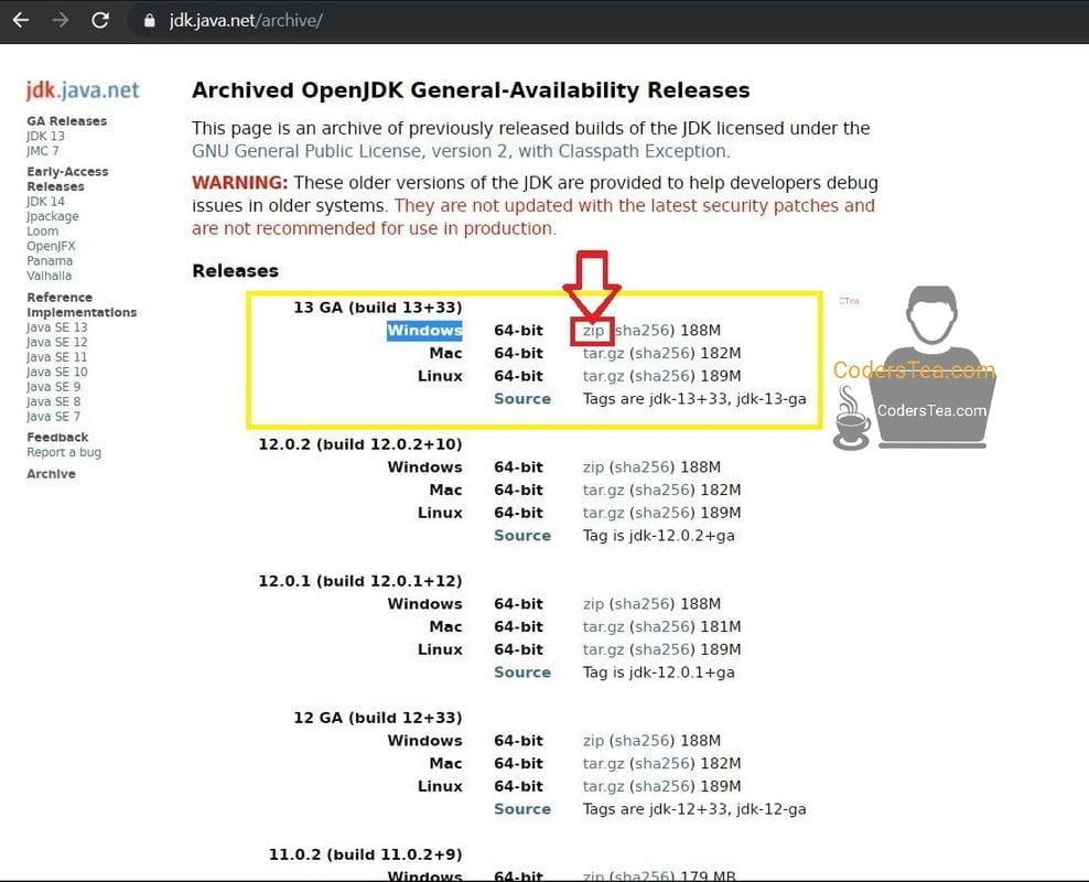 Download Latest Java Version set