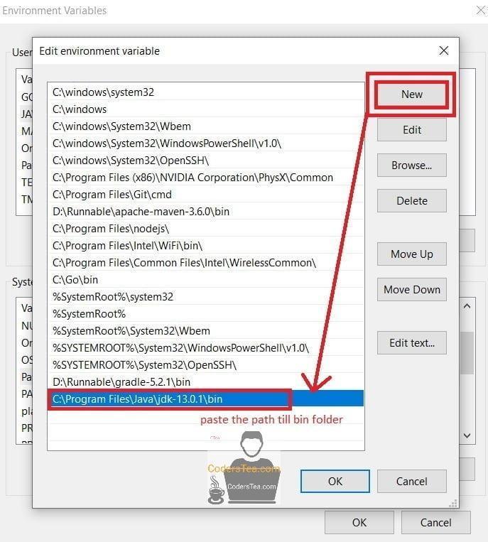 New path in windows set