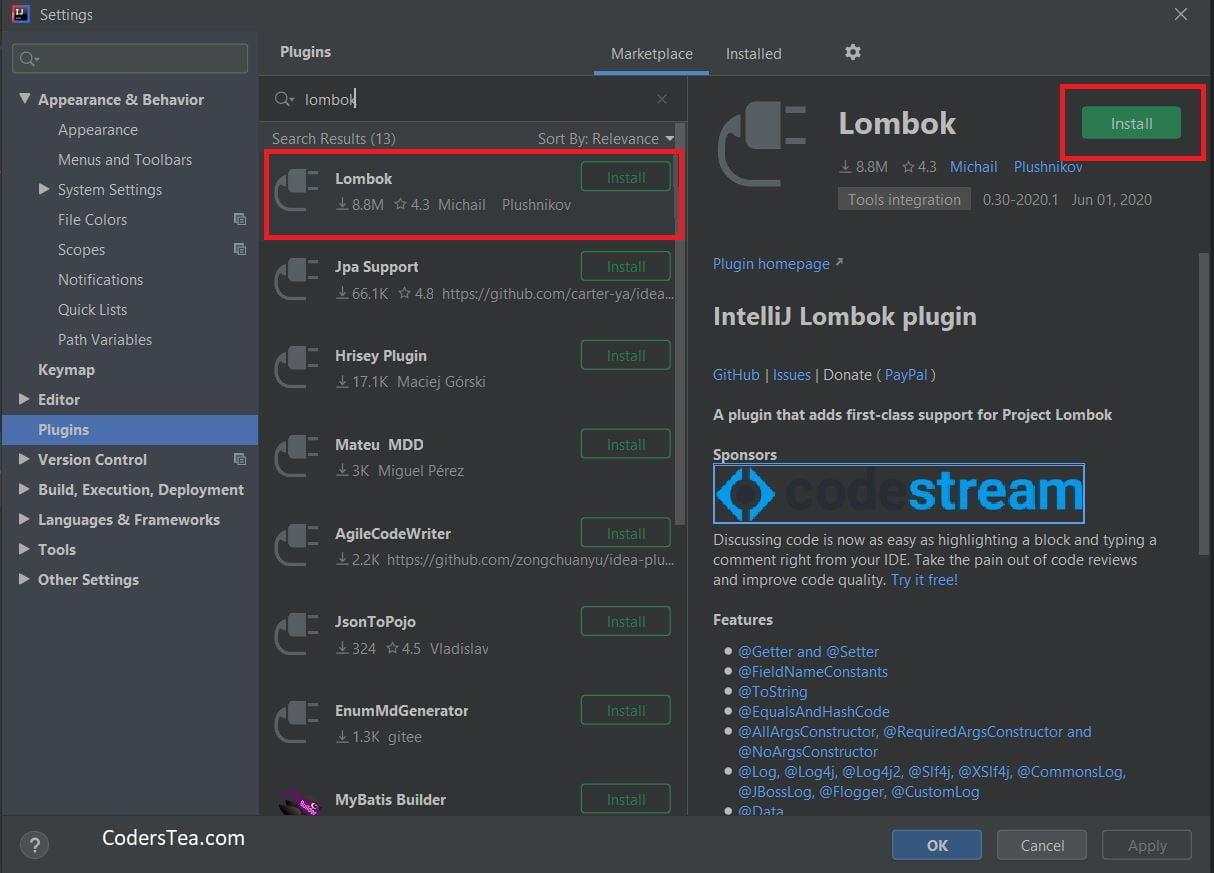 Lombok Installation in IntelliJ IDEA