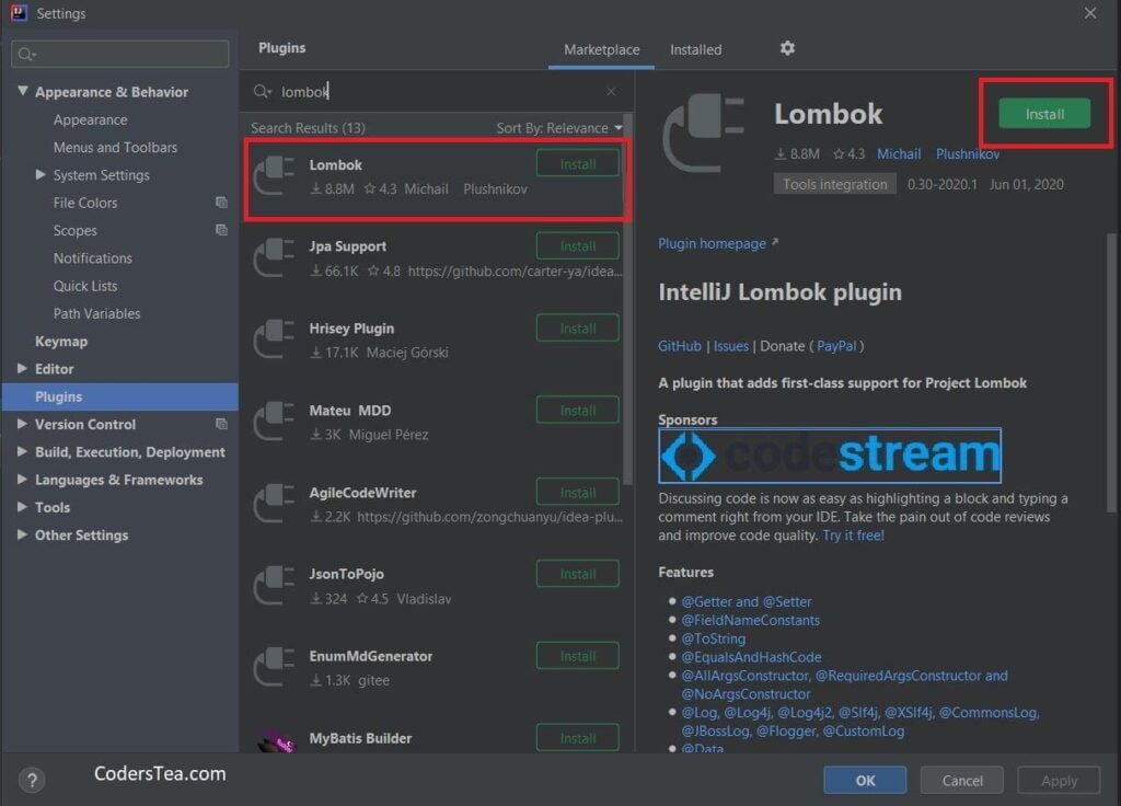 Lombok Installation in IntelliJ IDEA